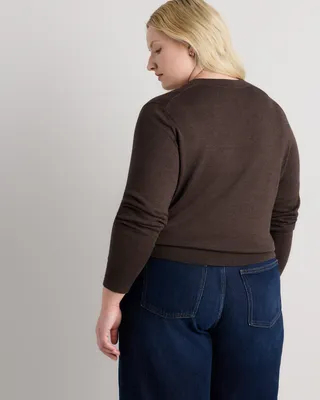 Quince Quince | Women's Lightweight Cotton Cashmere V-Neck Sweater in Mocha Heather — Women Autumn brown Sweaters & Knits