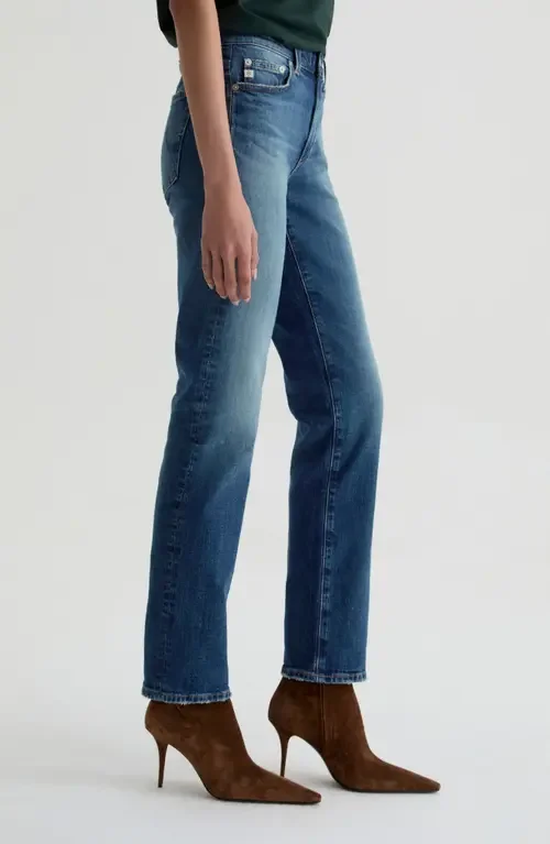 AG AG Sandra Low Rise Slim Straight Leg Jeans in 10 Years Illiad — Women Summer blue Pants