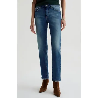 AG AG Sandra Low Rise Slim Straight Leg Jeans in 10 Years Illiad — Women Summer blue Pants