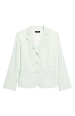 Theory Theory Shrunken Linen Blend Jacket in Light Sea Glass — Women Summer white Outerwear