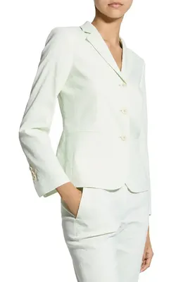 Theory Theory Shrunken Linen Blend Jacket in Light Sea Glass — Women Summer white Outerwear