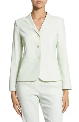 Theory Theory Shrunken Linen Blend Jacket in Light Sea Glass — Women Summer white Outerwear
