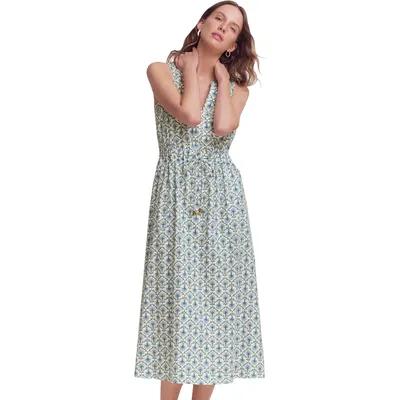 Boden Boden Delphine Cotton Jersey Midi Dress in Ivory, Flower Lattice in Ivory/ Flower Lattice — Women Spring white Dresses