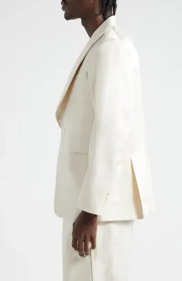Bode Bode Shawl Collar Silk Twill Tuxedo Jacket in Ecru — Men Spring white Outerwear