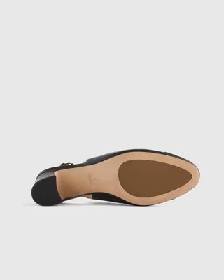 Quince Quince | Women's Italian Leather 65mm Cap Toe Slingback in Black — Women Winter black Accessories