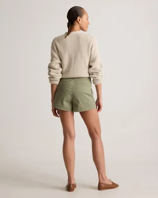 Quince Quince | Women's Stretch Cotton Chino Patch Pocket Shorts in Olive — Women Autumn green Shorts