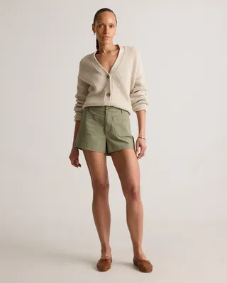 Quince Quince | Women's Stretch Cotton Chino Patch Pocket Shorts in Olive — Women Autumn green Shorts