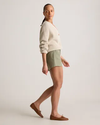 Quince Quince | Women's Stretch Cotton Chino Patch Pocket Shorts in Olive — Women Autumn green Shorts
