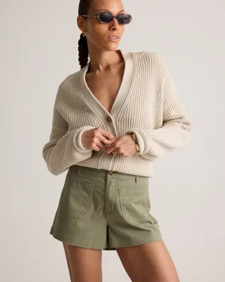Quince Quince | Women's Stretch Cotton Chino Patch Pocket Shorts in Olive — Women Autumn green Shorts