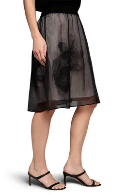 NIC+ZOE NIC+ZOE Embroidered Mesh Skirt in Black Multi — Women Winter black Skirts