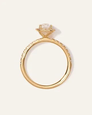 Quince Quince Women's Lab Grown Diamond Emerald Halo Pave Engagement Ring 1ct in Yellow Gold — Women Spring camel Accessories