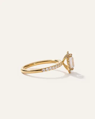 Quince Quince Women's Lab Grown Diamond Emerald Halo Pave Engagement Ring 1ct in Yellow Gold — Women Spring camel Accessories