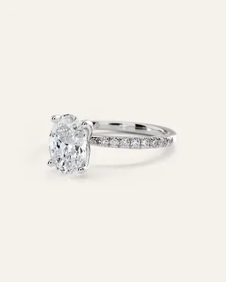 Quince Quince | Women's Lab Grown Diamond Oval Petite Pave Engagement Ring 2.5ct in White Gold — Women Summer yellow Accessories