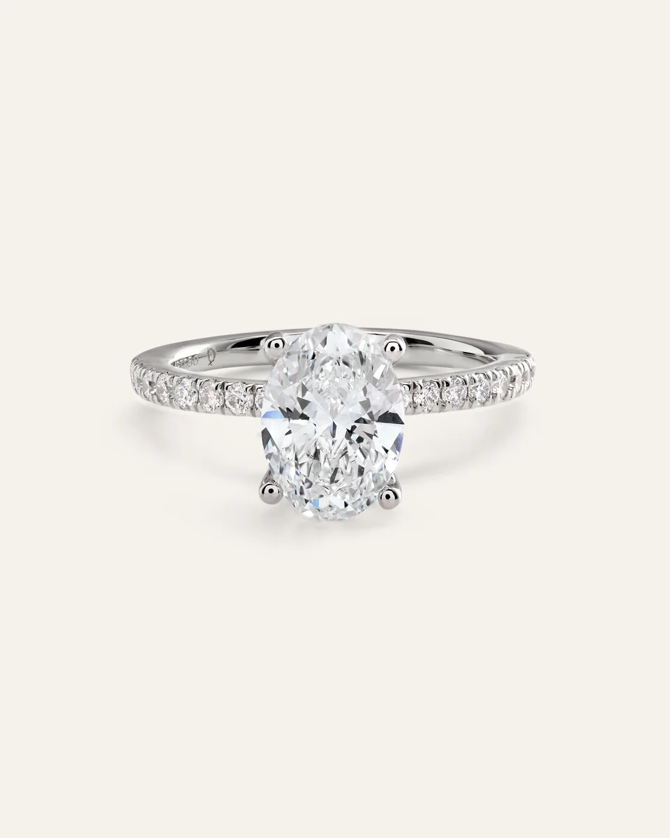 Quince Quince | Women's Lab Grown Diamond Oval Petite Pave Engagement Ring 2.5ct in White Gold — Women Summer yellow Accessories