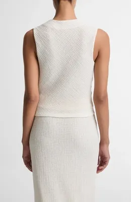 Vince Vince Shadow Grid Cowl Neck Sleeveless Top in Chalk — Women Spring white Tops