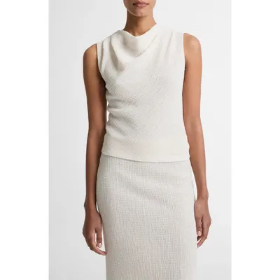 Vince Vince Shadow Grid Cowl Neck Sleeveless Top in Chalk — Women Spring white Tops