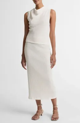 Vince Vince Shadow Grid Cowl Neck Sleeveless Top in Chalk — Women Spring white Tops