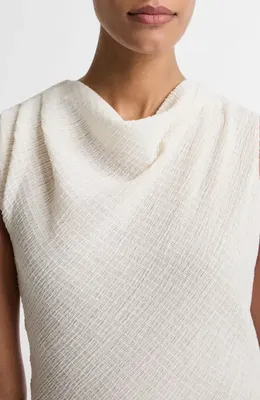 Vince Vince Shadow Grid Cowl Neck Sleeveless Top in Chalk — Women Spring white Tops