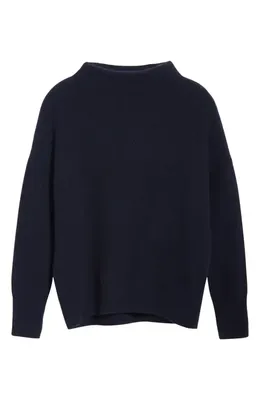 Vince Vince Boiled Cashmere Funnel Neck Pullover in Coastal Blue — Women Winter black Tops