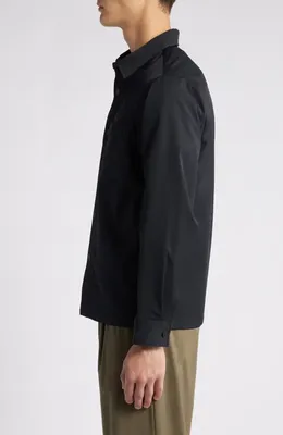 Theory Theory Snap-Up Water Resistant Performance Shirt Jacket in Black — Men Winter black Tops