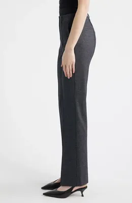 Theory Theory Slim Herringbone Knit Pintuck Pants in Navy Multi — Women Summer brown Trousers & Chinos