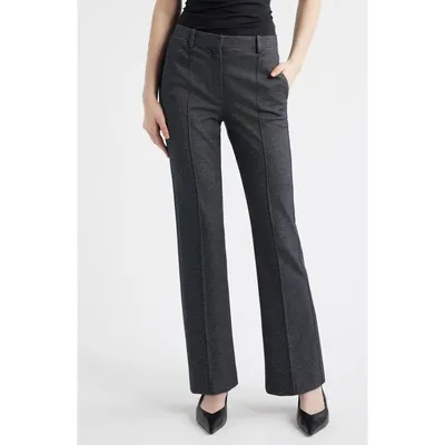 Theory Theory Slim Herringbone Knit Pintuck Pants in Navy Multi — Women Summer brown Trousers & Chinos