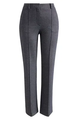 Theory Theory Slim Herringbone Knit Pintuck Pants in Navy Multi — Women Summer brown Trousers & Chinos