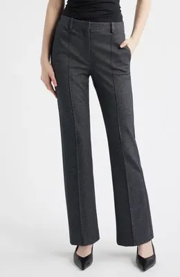 Theory Theory Slim Herringbone Knit Pintuck Pants in Navy Multi — Women Summer brown Trousers & Chinos