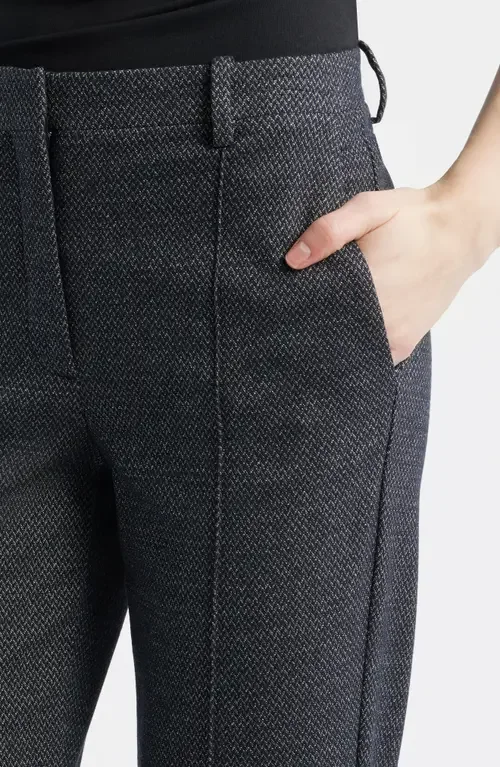 Theory Theory Slim Herringbone Knit Pintuck Pants in Navy Multi — Women Summer brown Trousers & Chinos