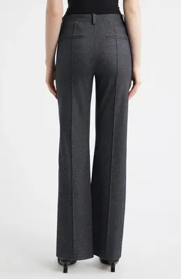 Theory Theory Slim Herringbone Knit Pintuck Pants in Navy Multi — Women Summer brown Trousers & Chinos