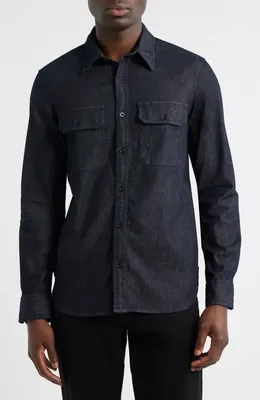AG AG Aiden Denim Utility Button-Up Shirt in Figueroa — Men Winter black Tops