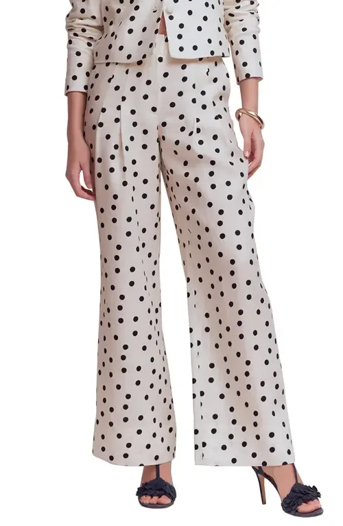 Boden Boden Mayfair Linen Pants in Ivory Painted Dot — Women Spring white Pants