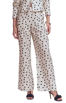Boden Boden Mayfair Linen Pants in Ivory Painted Dot — Women Spring white Pants