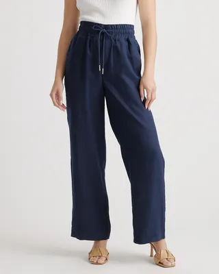 Quince Quince | Women's 100% European Linen Wide Leg Pants in Deep Navy — Women Winter navy Trousers & Chinos