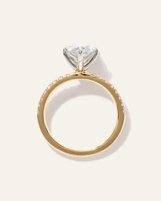 Quince Quince | Women's Lab Grown Diamond Pear Petite Pave Engagement Ring 3ct in Yellow Gold — Women Spring gold Accessories