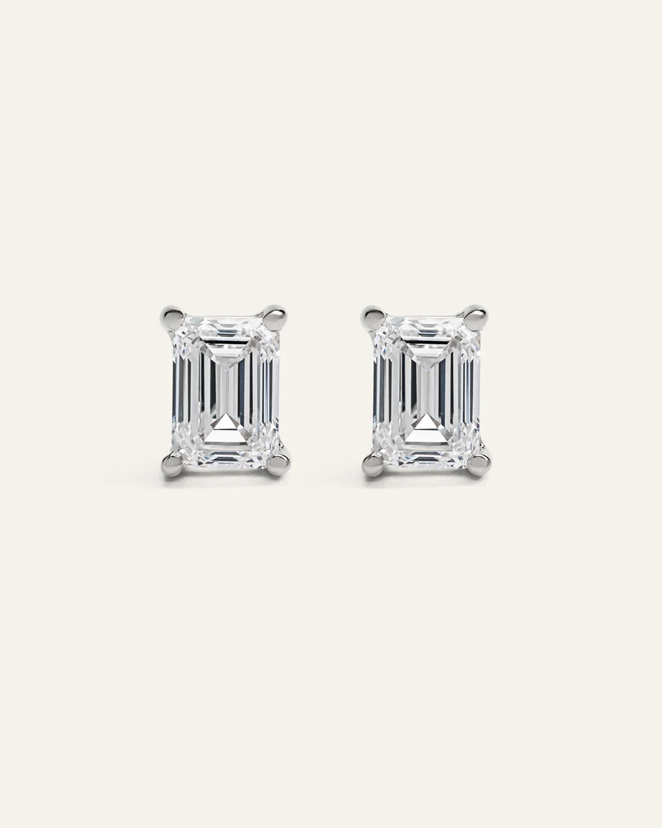 Quince Quince Women's 14K Gold Lab Grown Diamond Statement Emerald Studs 6ctw in White Gold — Women Summer yellow Accessories