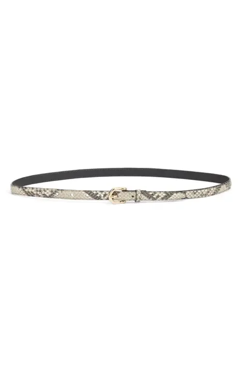 FRAME FRAME The Petite Square Buckle Snakeskin Embossed Leather Belt in Sand Multi — Women Autumn beige Accessories