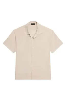 Theory Theory Terry Cloth Camp Shirt in Warm Cloud — Men Spring ivory Button-Down Shirts