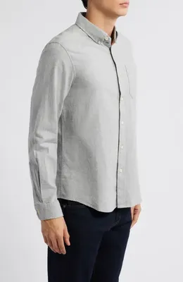 AG AG Aiden Classic Fit Button-Down Shirt in Heather Grey — Men Summer silver Tops