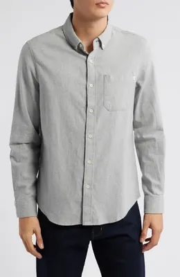 AG AG Aiden Classic Fit Button-Down Shirt in Heather Grey — Men Summer silver Tops