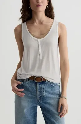 AG AG Alina Henley Tank in Powder/khaki Sand — Women Spring ivory Tops