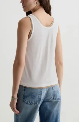 AG AG Alina Henley Tank in Powder/khaki Sand — Women Spring ivory Tops