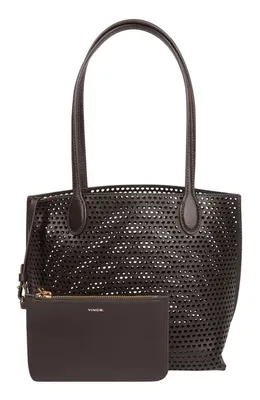 Vince Vince Small Athene Perforated Nappa Leather Tote in Cacao — Women Winter black Accessories