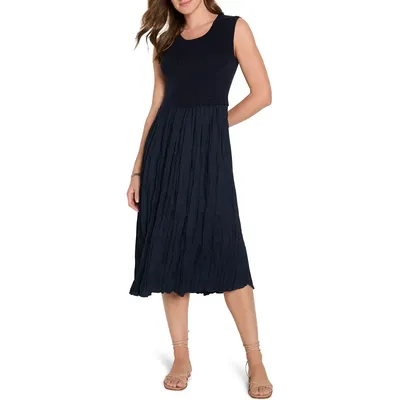 NIC+ZOE NIC+ZOE Kira Mixed Media Dress in Dark Indigo — Women Winter navy Dresses