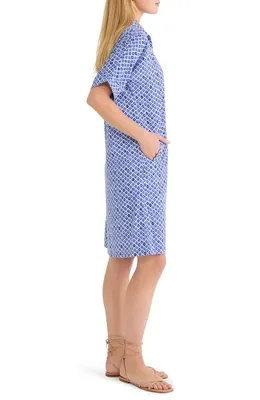 NIC+ZOE NIC+ZOE Devon Mosaic Print Shift Dress in Blue Multi — Women Summer silver Dresses