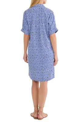 NIC+ZOE NIC+ZOE Devon Mosaic Print Shift Dress in Blue Multi — Women Summer silver Dresses