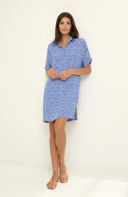 NIC+ZOE NIC+ZOE Devon Mosaic Print Shift Dress in Blue Multi — Women Summer silver Dresses