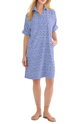 NIC+ZOE NIC+ZOE Devon Mosaic Print Shift Dress in Blue Multi — Women Summer silver Dresses