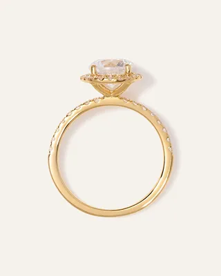 Quince Quince Women's Lab Grown Diamond Round Halo Pave Engagement Ring 1.50ct in Yellow Gold — Women Spring camel Accessories