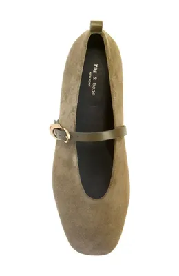 rag & bone rag & bone Spire Mary Jane Flat in Olive Suede — Women Autumn khaki Shoes